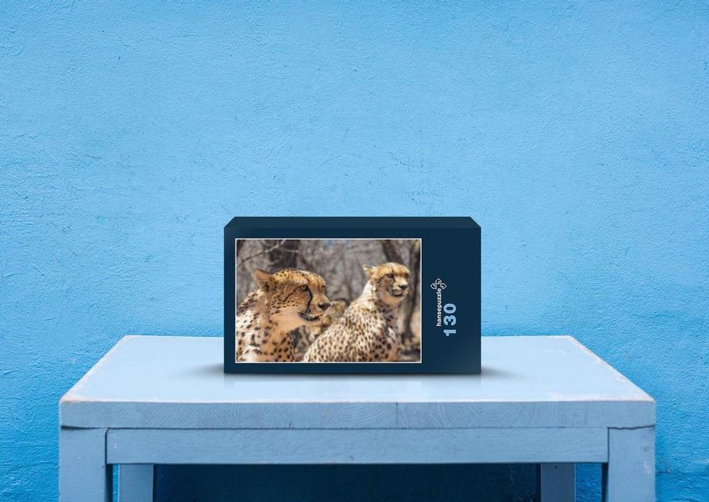 hansepuzzle 82485 - Gepard Puzzle, 130 Teile, Tierwelt, 28,7 x 20,0cm mit hochwertiger Aufbewahrung, Kartonbox und wiederverschließbarem Beutel