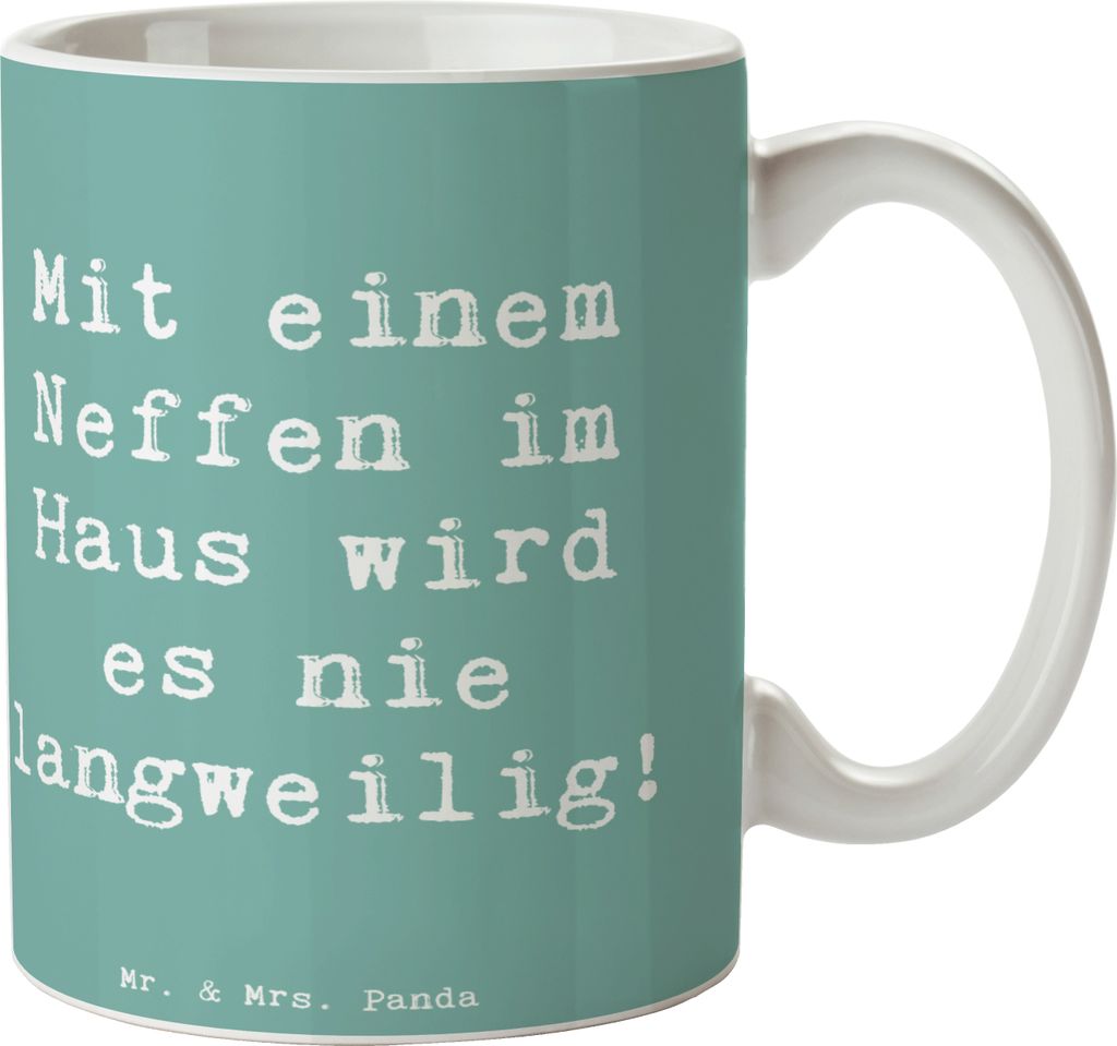 Mr. & Mrs. Panda Motivtasse Spruch Neffe Spaß - Meeresbrise - Geschenk, Geschenkideen, Bindung, statement tasse, handgemacht, Geschenktasse, Unter...