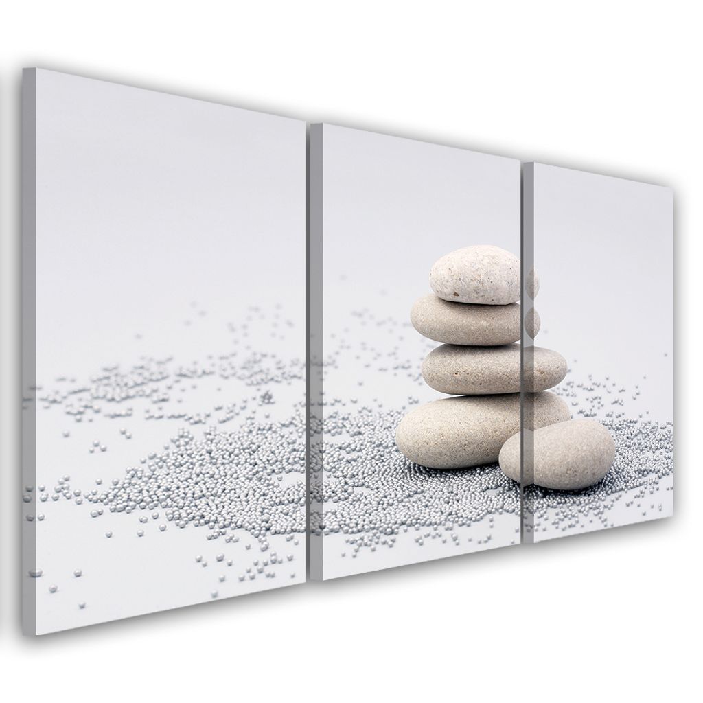 Triptychon auf leinwand natur grau 90x60 cm Feeby grau wandbild bereit zum aufhängen