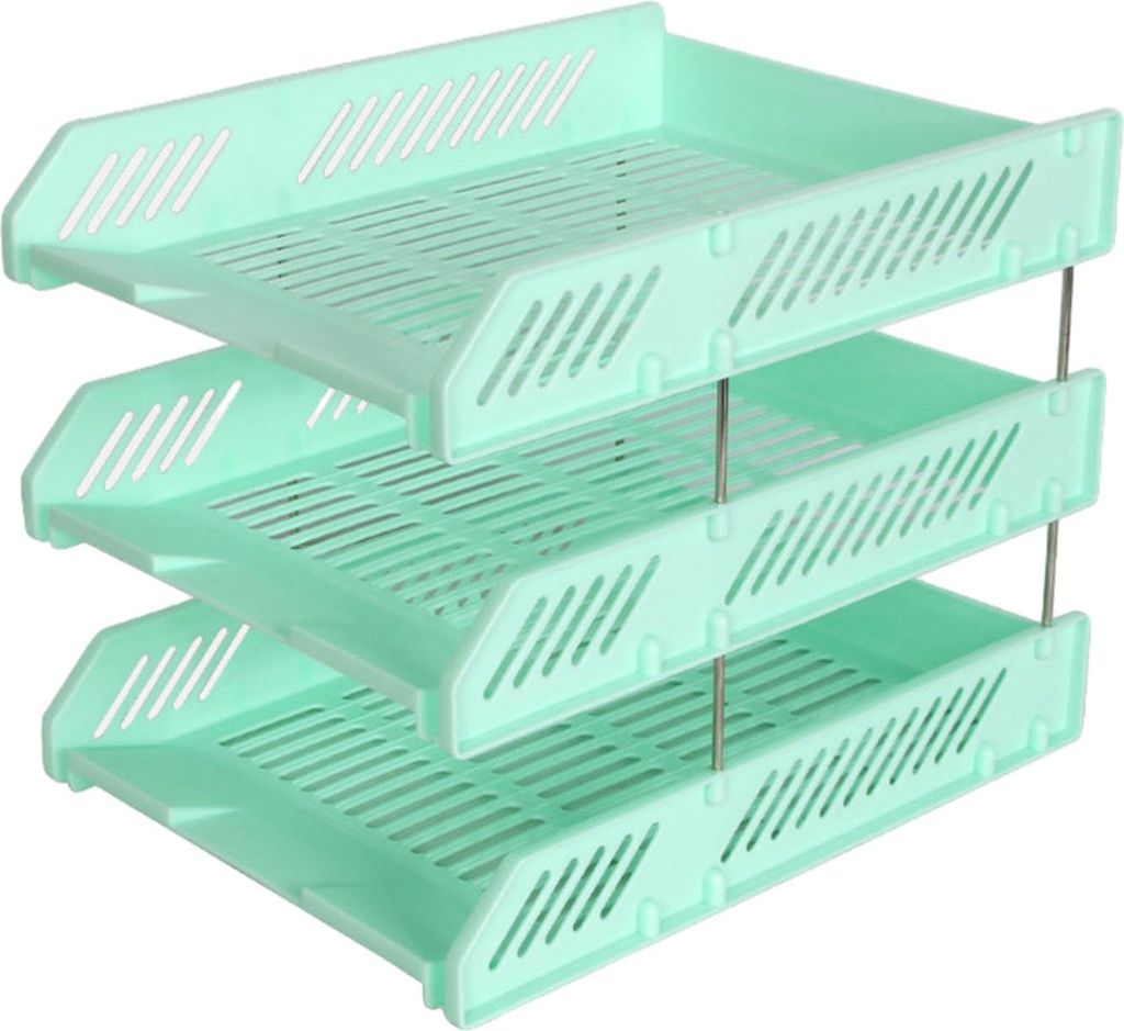 Stapelbare Briefablage mit 3 Ebenen, Schreibtisch-Papier-Organizer, Kunststoff-Akten- und Dokumentenablage, für Zuhause, Büro und Schule