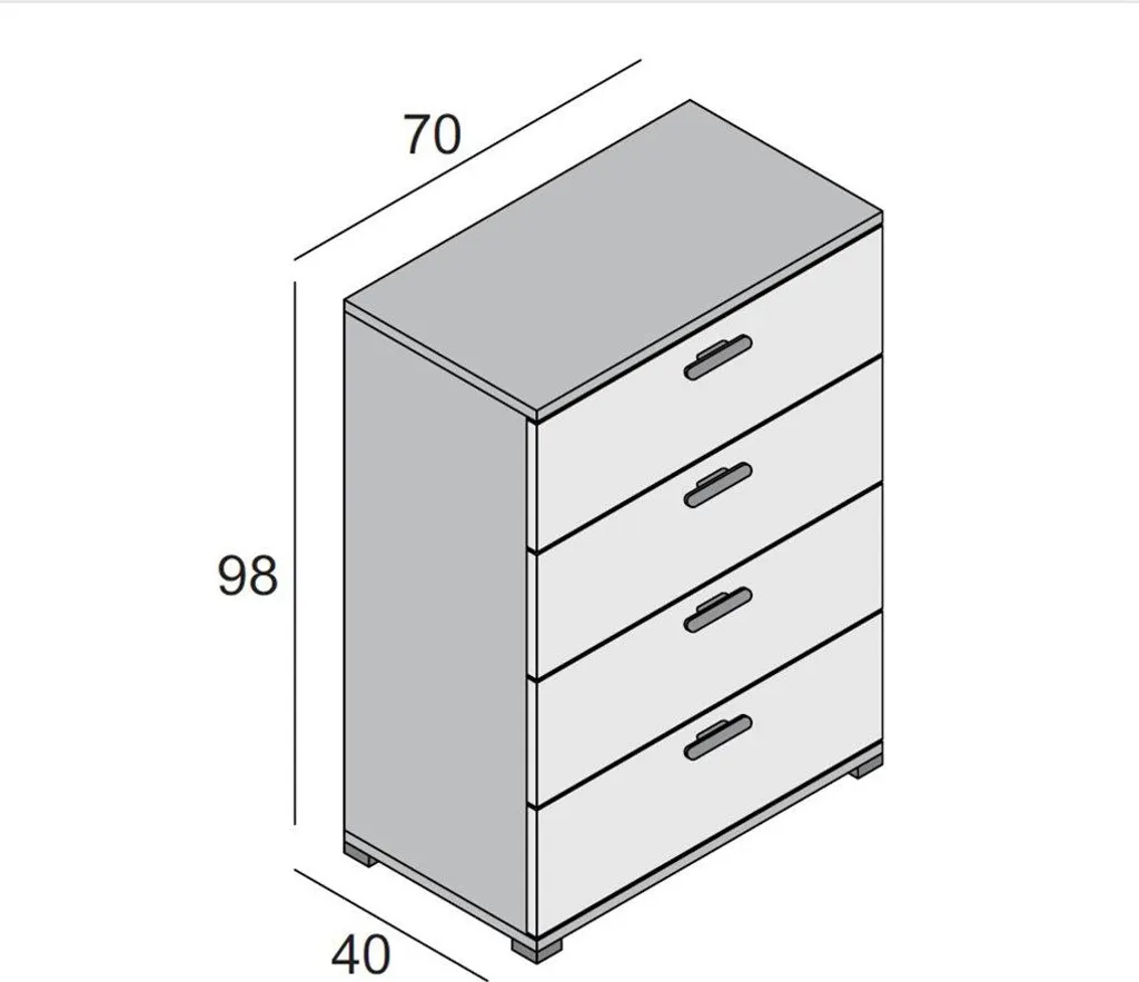 Commode de Rangement Blanche à 4 Tiroirs - Meuble de Chambre Italien - 3