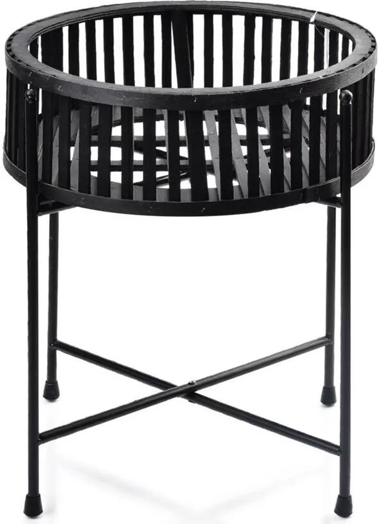 Tavolo d'Appoggio Lucie 42x35 cm - Metallo Nero e Legno Robusto
