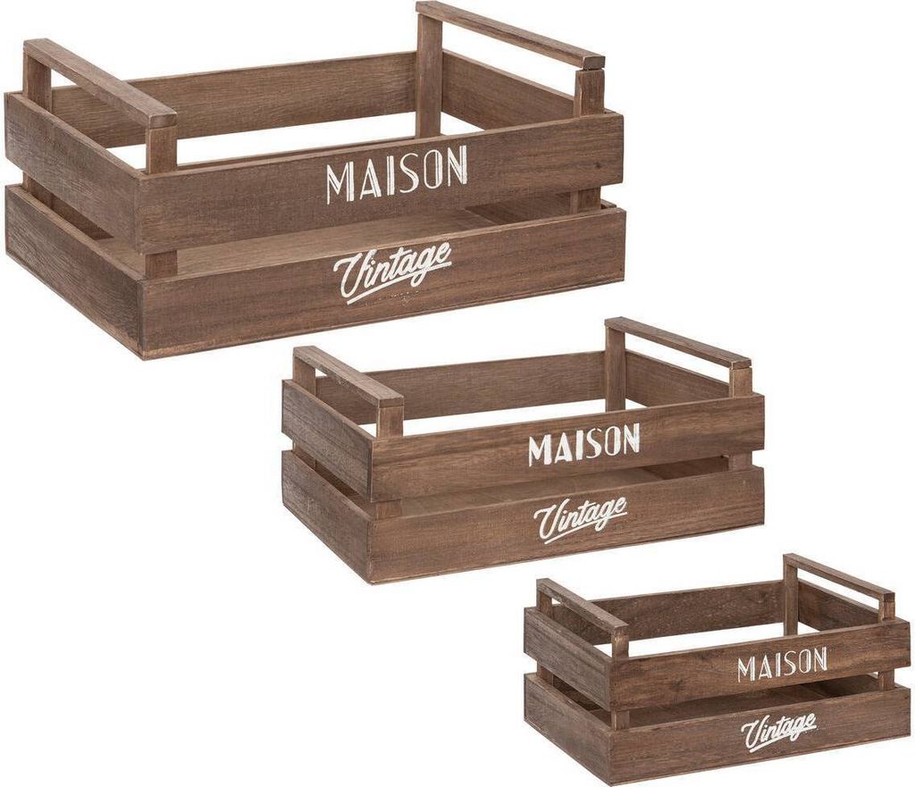 Set aus 3 holzkisten l23 29 35cm - Atmosphera créateur d'intérieur