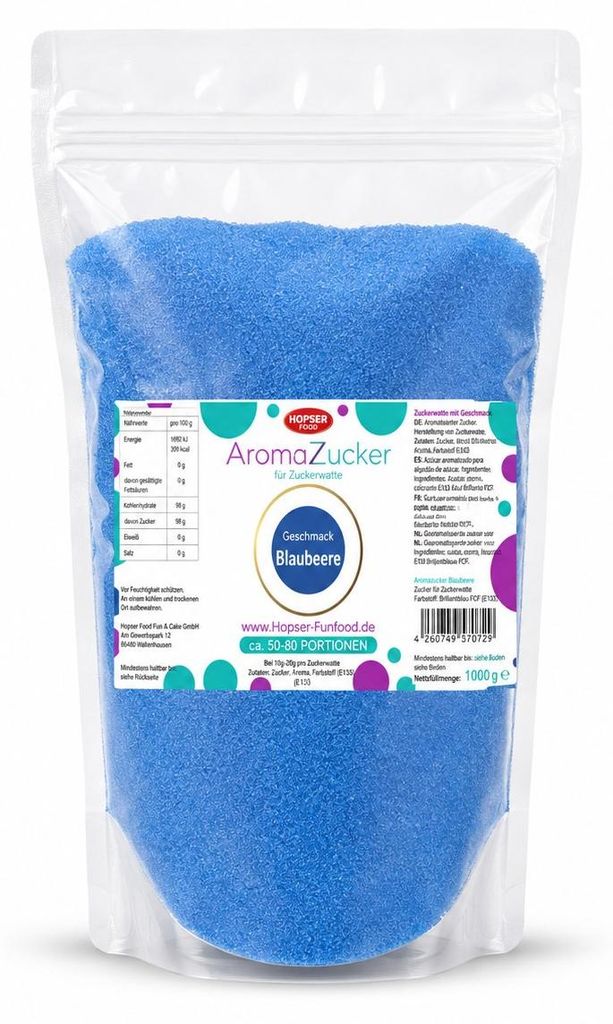 Aroma Zuckerwattezucker Blaubeere Geschmack AZO frei 1 kg Produktbild 