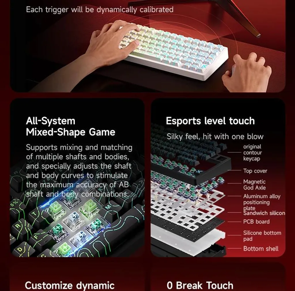 Clavier Gamer Mécanique Jet 75 Bluetooth RGB Olive avec Switchs Bleus TKL