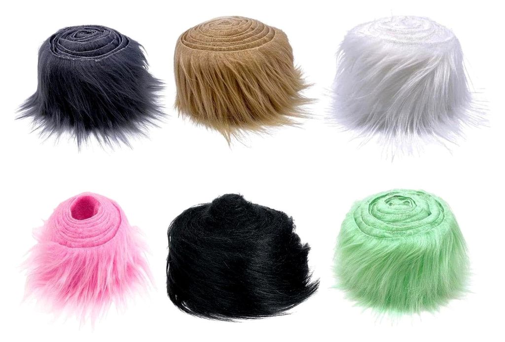 6 Stück Kunstfell, Flauschiger Plüschstoff für Kleidung, Socken, Puppen, Weihnachtsbäume und mehr