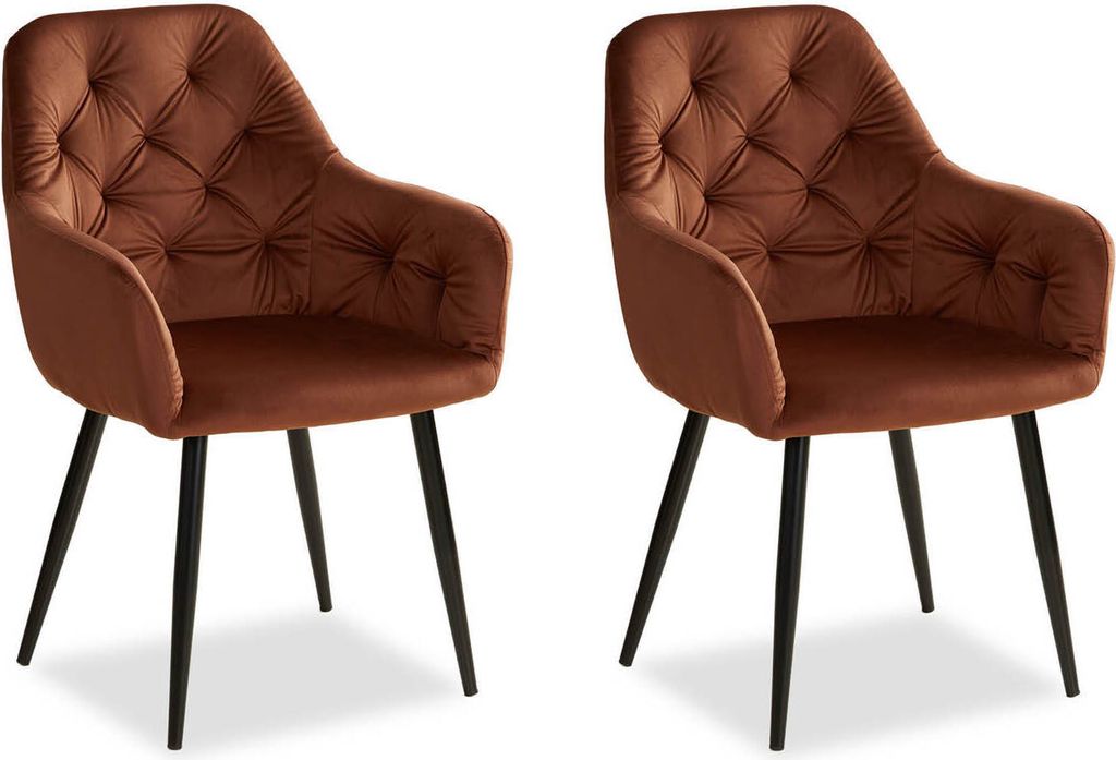 Homestyle4u Esszimmerstühle 2er Set Samt Braun Bronze Produktbild 