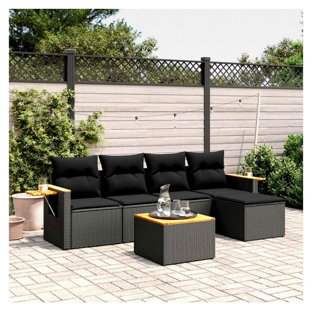 Balkon Lounge Rattan mit Stauraum - Gartenlounge Klein Sofa für Balkon