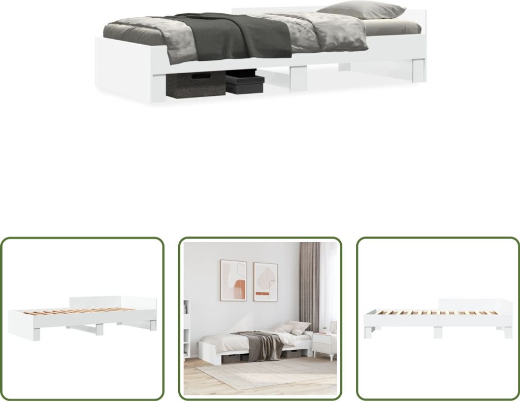 The Living Store Bettgestell Weiß 90x200 cm Holzwerkstoff