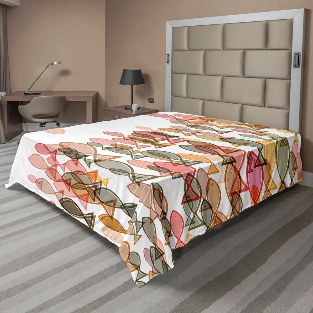 Linge de lit style côtier pour chambre parentale drap plat 266x260cm