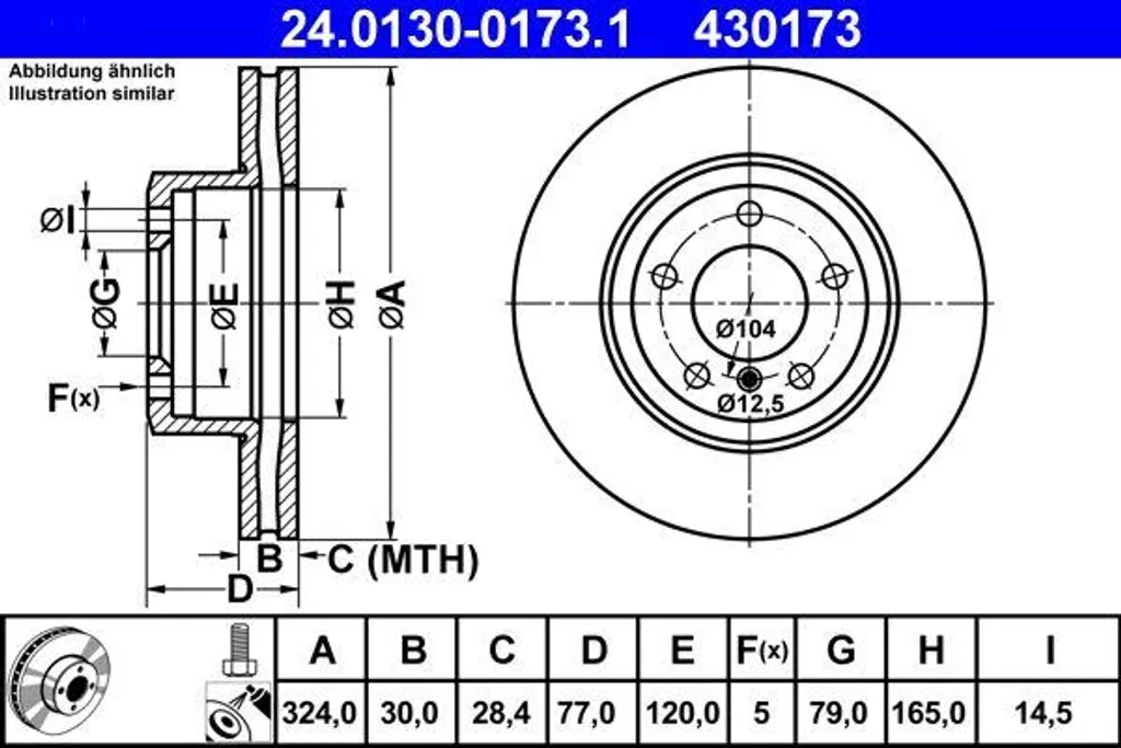 Disque de frein avant ventilé ATE pour BMW E60 E61 E63 E64 (34116767269)