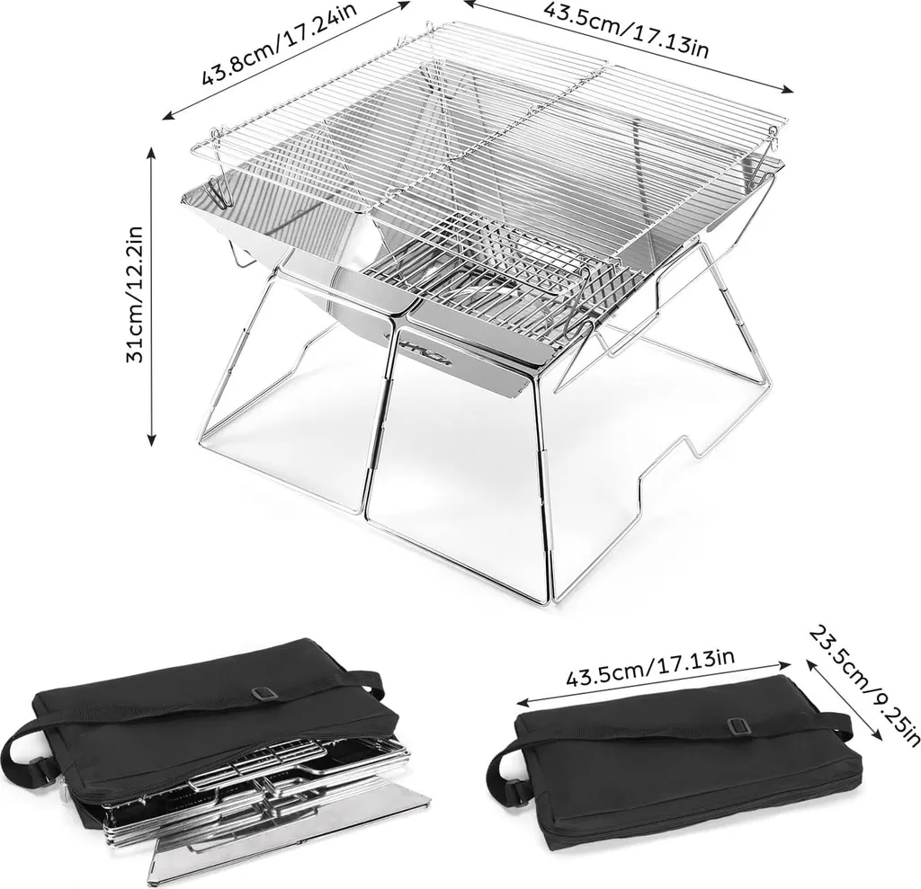 Foyer BBQ en Acier Inoxydable Léger - Barbecue Portable Compact 1 Pc