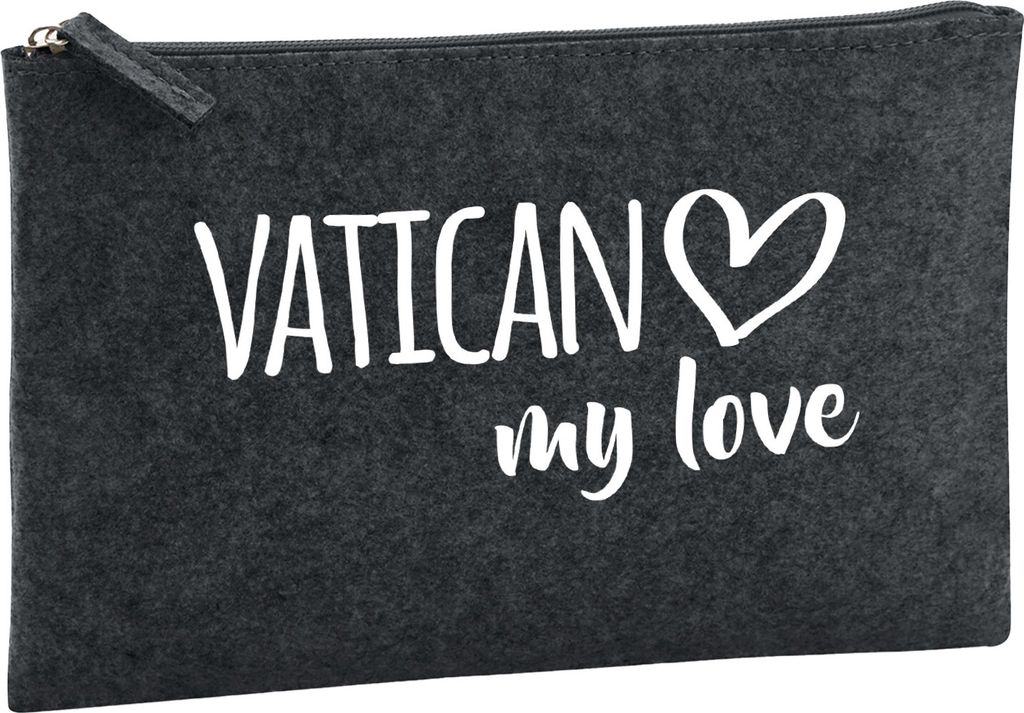 Huuraa Kulturbeutel Vatican my love 1 Liter Charcoal Filz Kosmetiktasche Geschenkidee