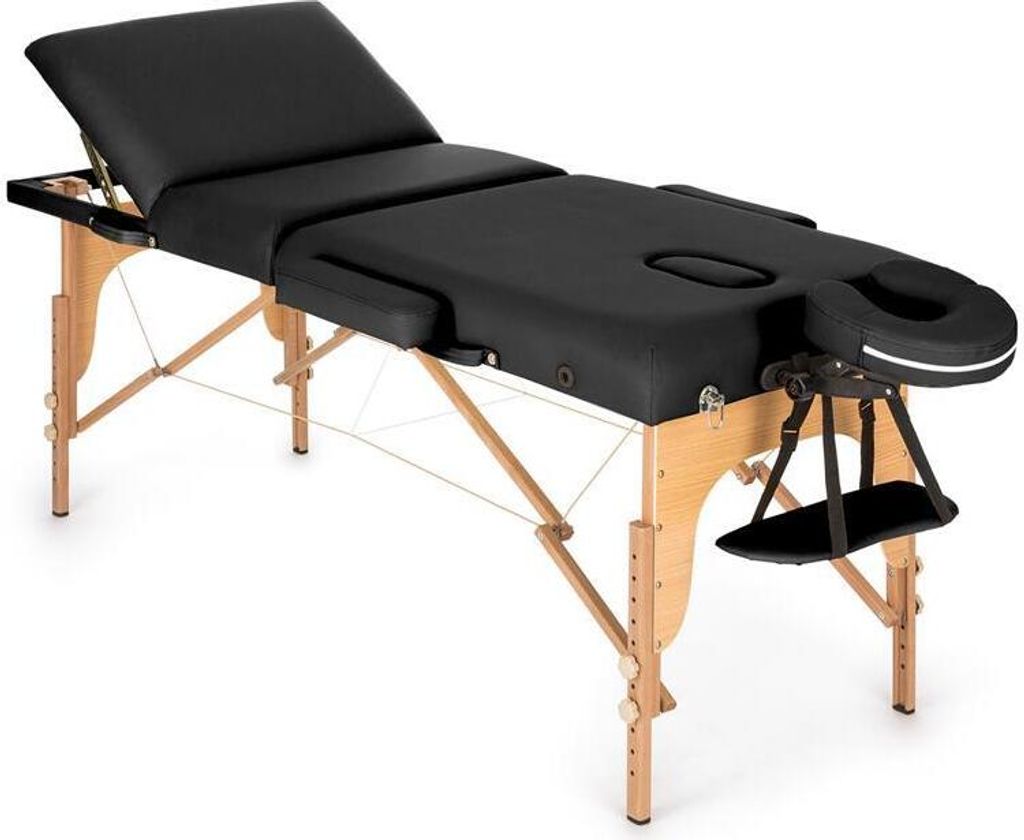 Klarfit MT 500 Massageliege - Massagetisch mit Armlehnen & Kopfstütze, Massageliege Klappbar mit 10-stufiger Rückenlehne, verstellbare Fußstütz...