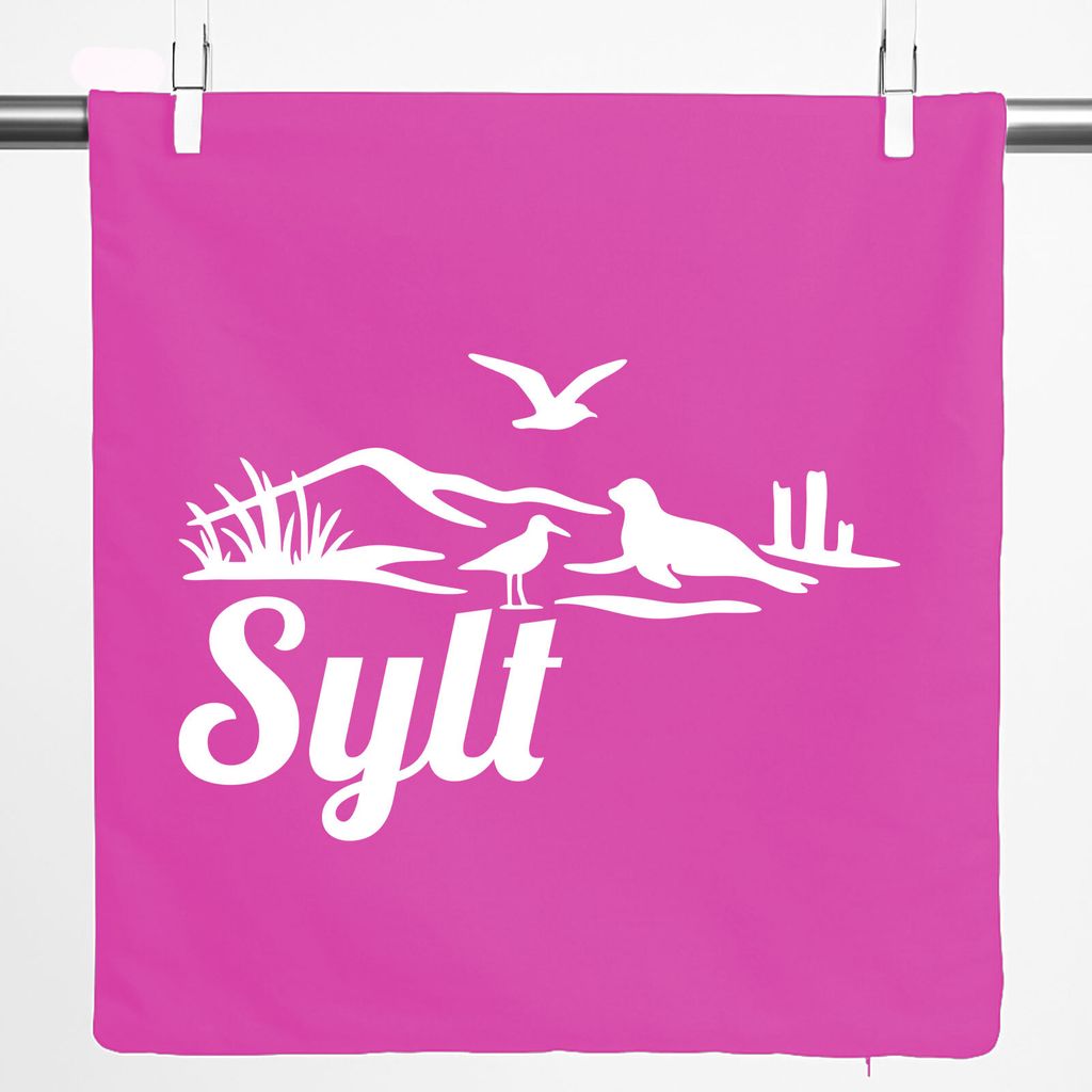 Huuraa Kissenbezug Sylt Strandmotiv 40x40cm Fuchsia Baumwolle Dekokissenbezug Geschenkidee