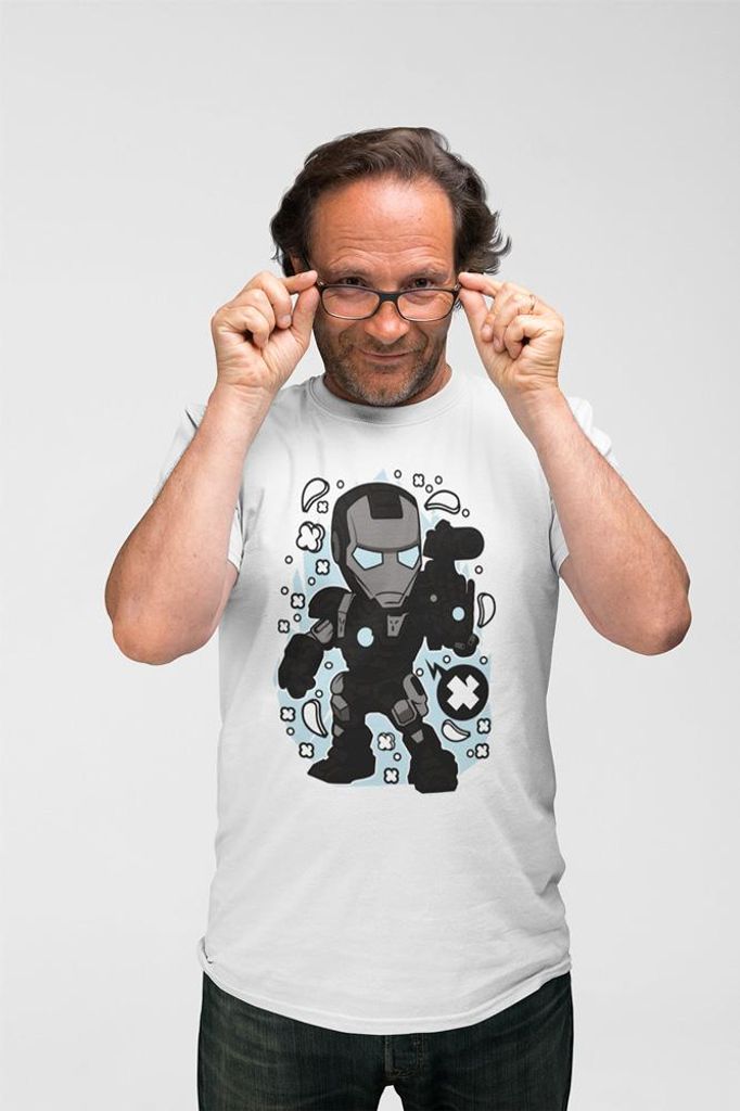 D&B Uni Polo PC00052 Iron Man Schwarz Weiß-Größe XL