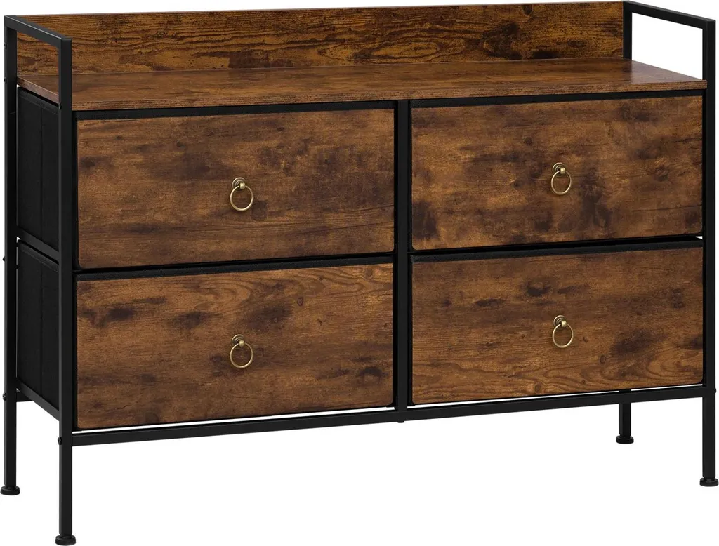 Sideboard Style Antique Rétro avec Structure Métallique Marron Loft
