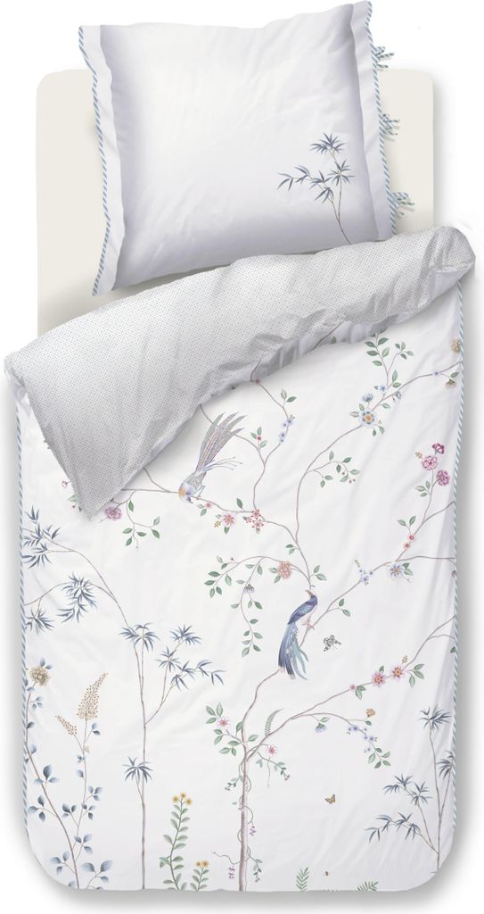 Pip Studio Perkal-Bettwäsche-Garnitur Bamboo Blossom Farbe Weiss Größe 135x200+80x80