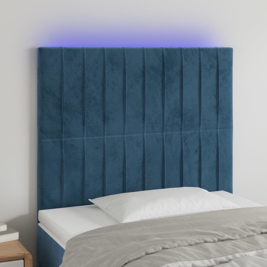 Maison Exclusive - LED Kopfteil Dunkelblau 100x5x118/128 cm Samt