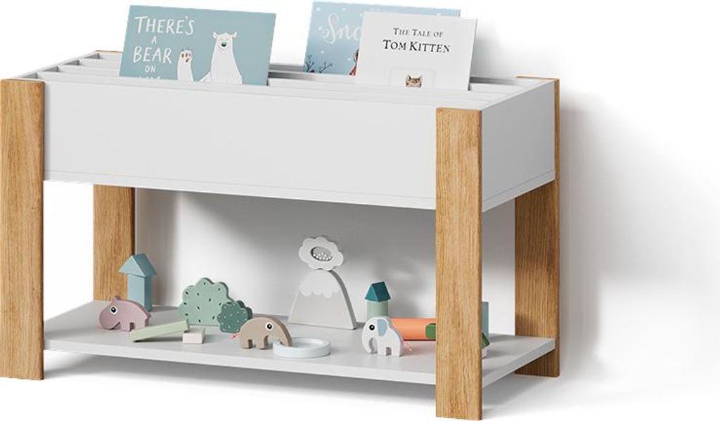Kinderregal Livinity Mailo Weiß/Artisan 80 x 46 cm mit Sitzbank, Model 59799