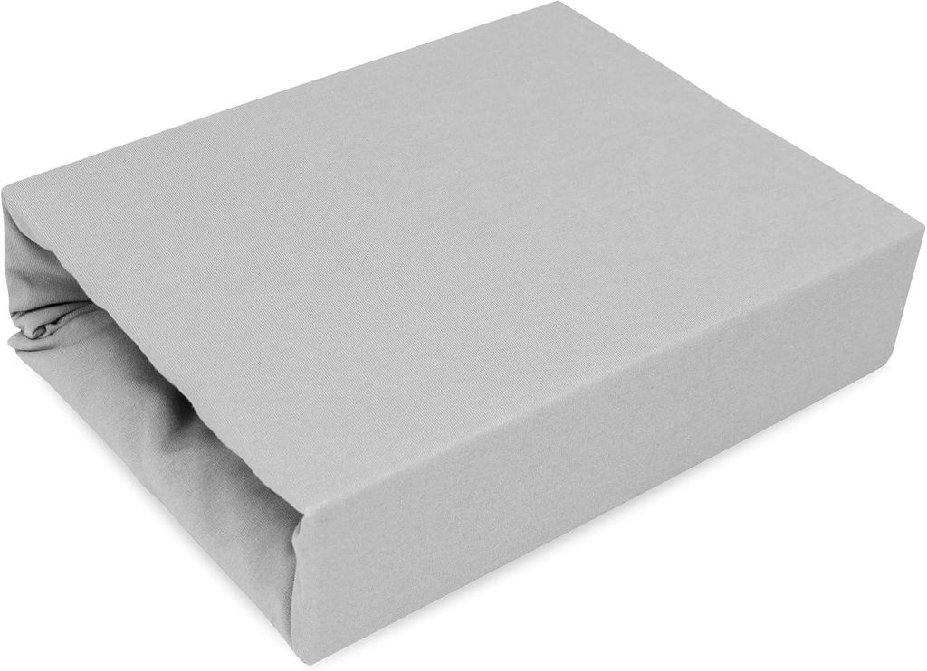 Best for Home Jersey Spannbettlaken 160x200 cm | Aus 100% Baumwolle, weich, atmungsaktiv, elastisch, perfekte Passform für Matratzen - Silber