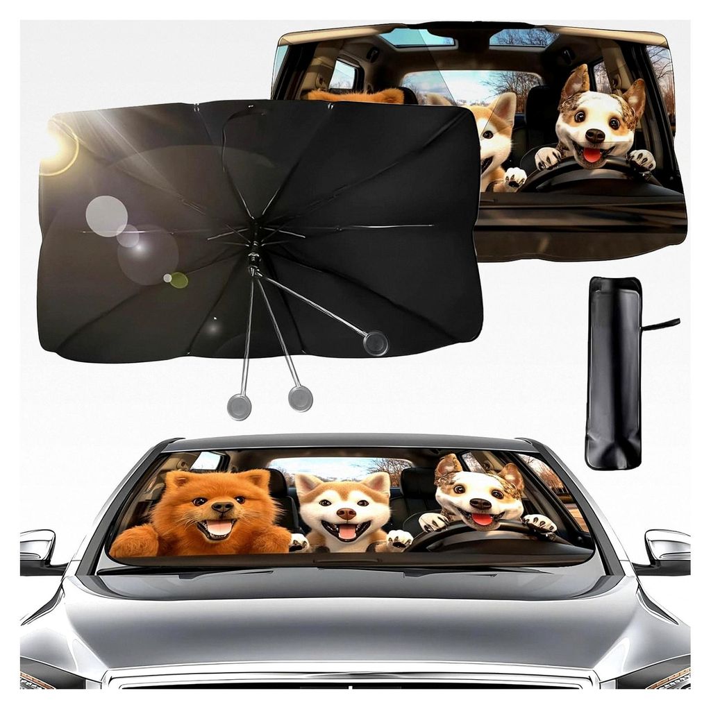 Sonnenschirm für das Auto, mit flexiblem Griff 360° drehbar, faltbar, UV-Schutz, Wärmeisolierung, Sonnenblende für die Windschutzscheibe, geeig...
