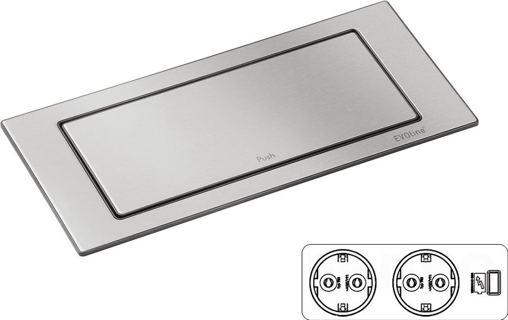 Evoline Backflip, Edelstahl 2-Fach Steckdose 417515 Produktbild 11