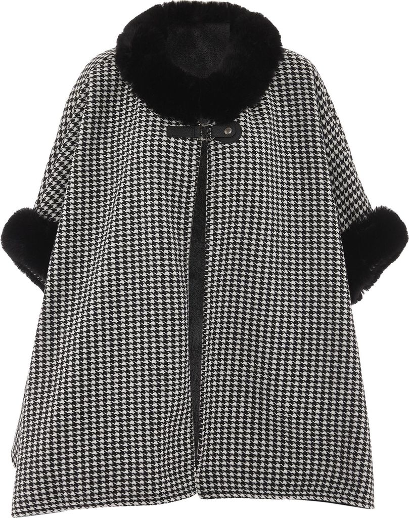 OSHA damen strickponcho - schwarz weiss, M Produktbild 