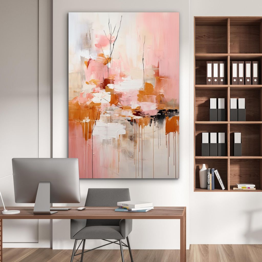MuchoWow Wanddekoration Metall Metallbild Wandkunst 100x150 cm Farbe - Rosa - Orange - Abstrakt - Kunst MuchoWow Aluminium Gemälde - Bild