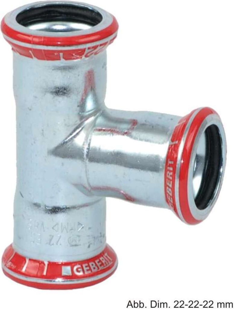 Geberit GE Mapress C-Stahl T-Stueck, mit red. Abg., d42 x 35 x 42mm, verz., 1 Stk.