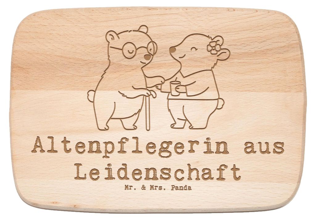 Mr. & Mrs. Panda Frühstücksbrett Altenpflegerin Leidenschaft - Transparent - Geschenk, Lustig, schneidbrett, Spruch, Firma, Witzig, Schneidebrett...