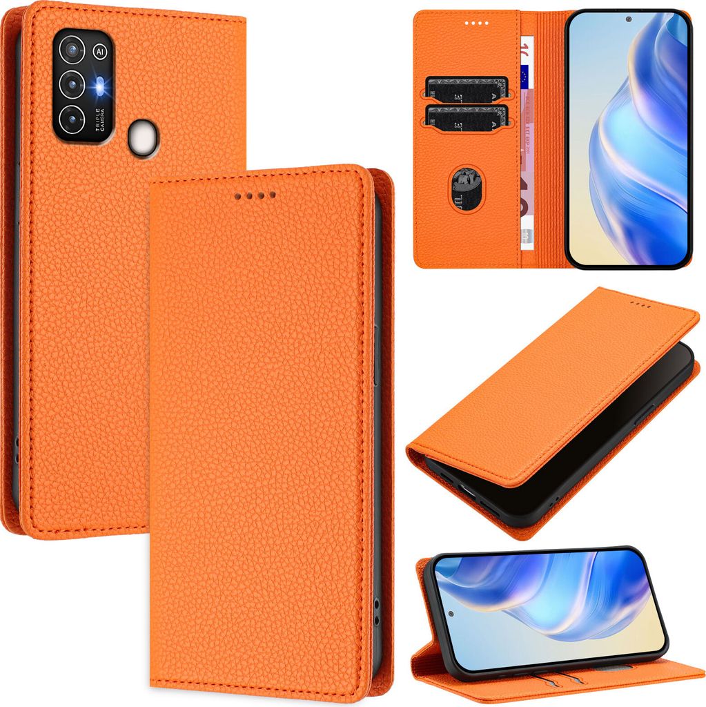 Custodia in pelle per ZTE Blade A52, pelle Litschi, Immagine del prodotto 
