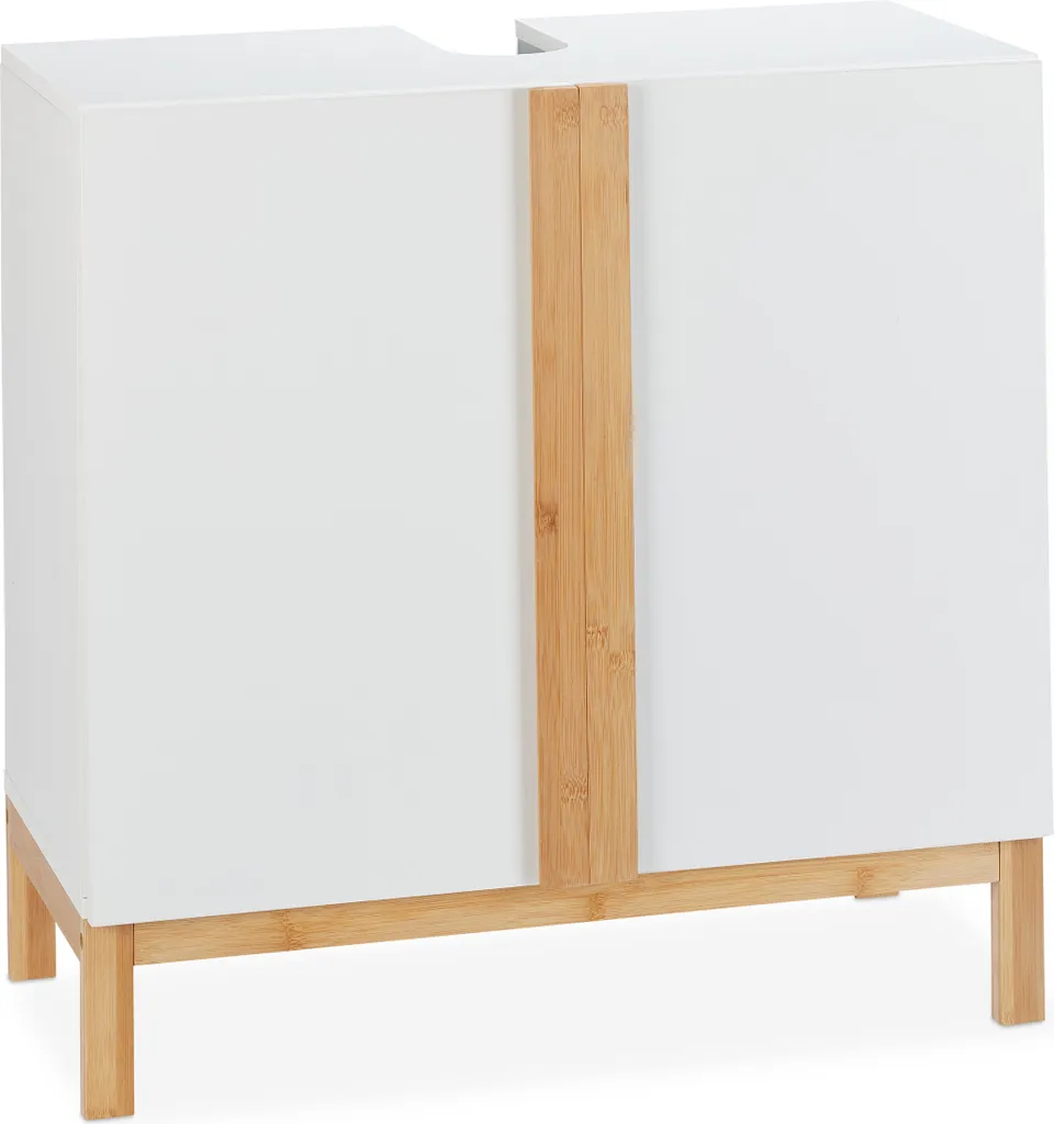 Meuble sous lavabo blanc gain de place avec découpe de siphon - 8