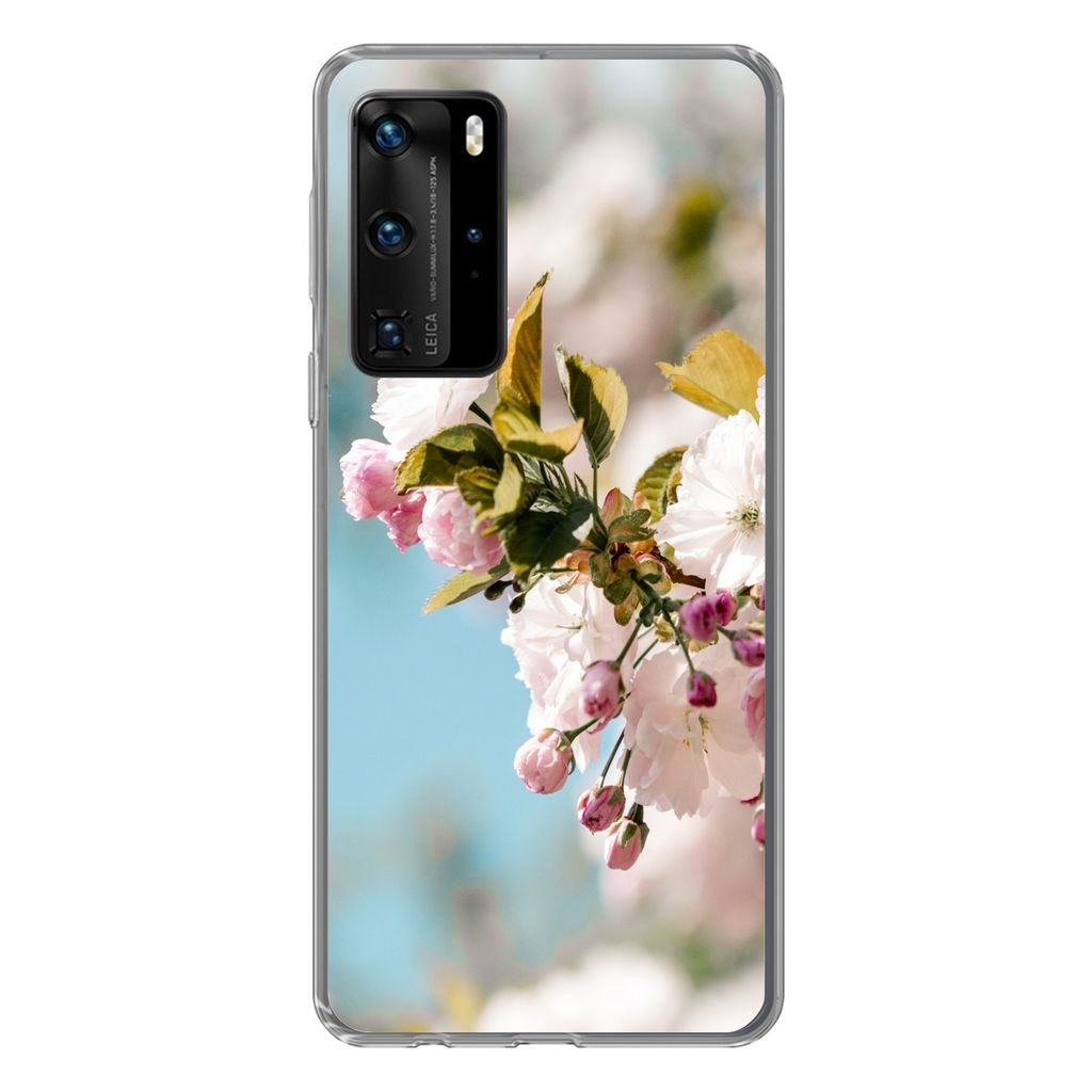 MuchoWow Handyhülle Schutzhülle Hülle für Huawei P40 Pro Blumen - Blüte - Frühling Silikon Softcase Handy Hülle - Schutz