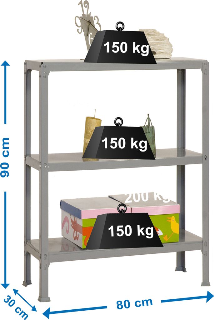 SIMONHOME CLICK MINI 3/300 CINZA Metall prateleira