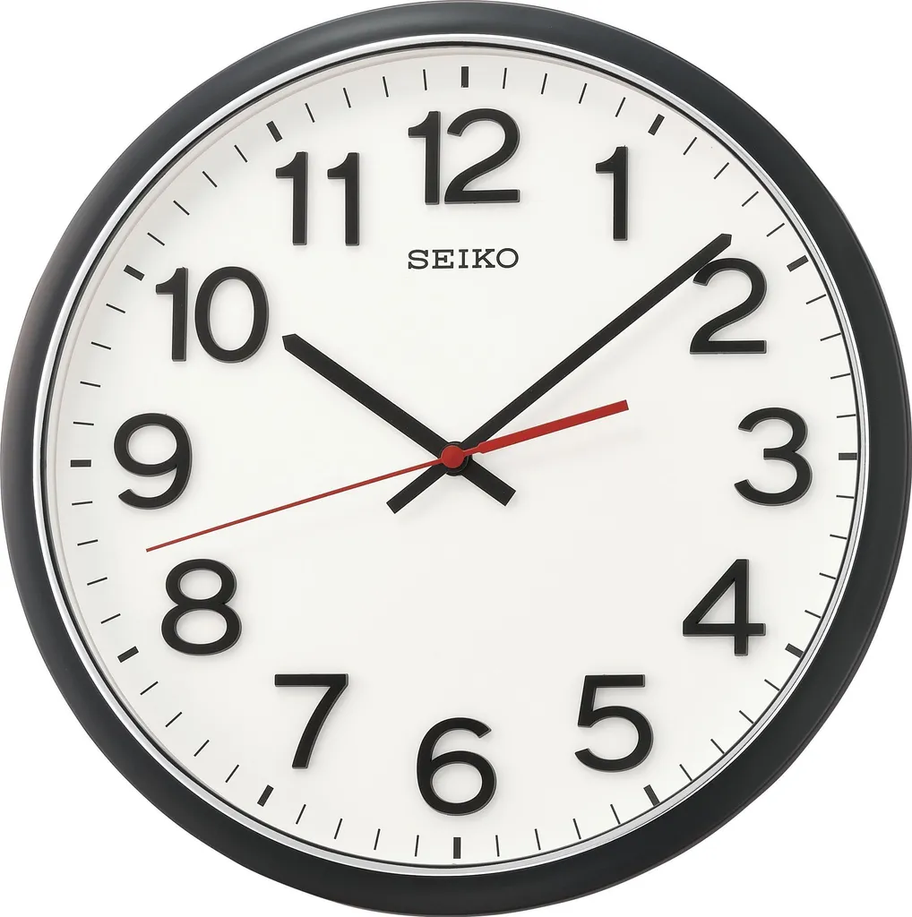 Seiko QXA750K Horloge Murale à Quartz Mouvement Silencieux et Cadran Noir