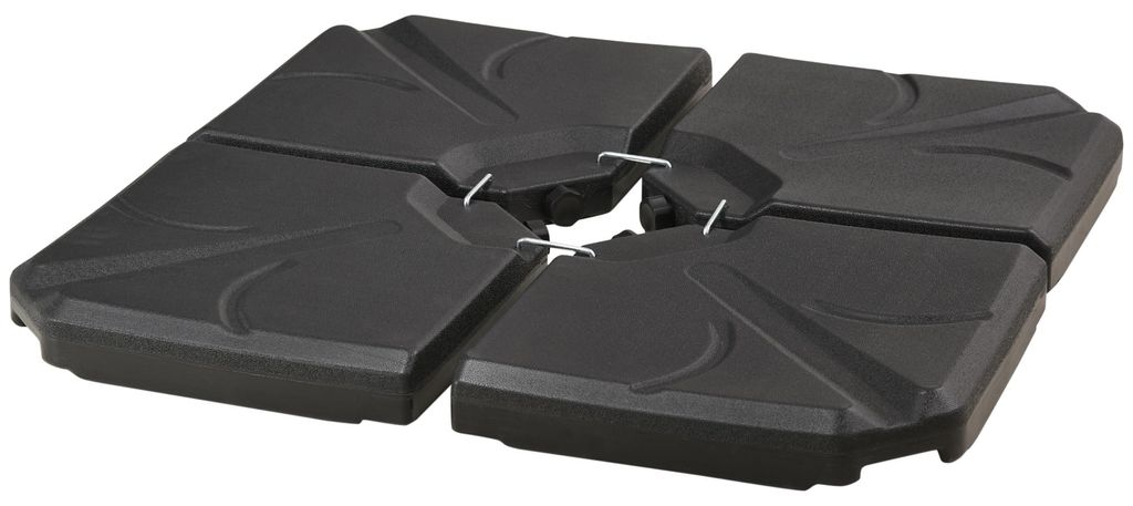 Basisgewichte für Sonnenschirmständer, mit Wasser und Sand befüllbar, Kunststoff, 103L x 103B x 8,3H cm, Schwarz