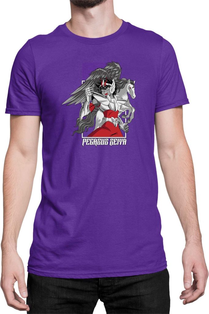 Herren T-Shirt Japan Anime Manga Saint Anime Seiya Pegasus Seiya 03 Flying Horse, Man XL / Lila