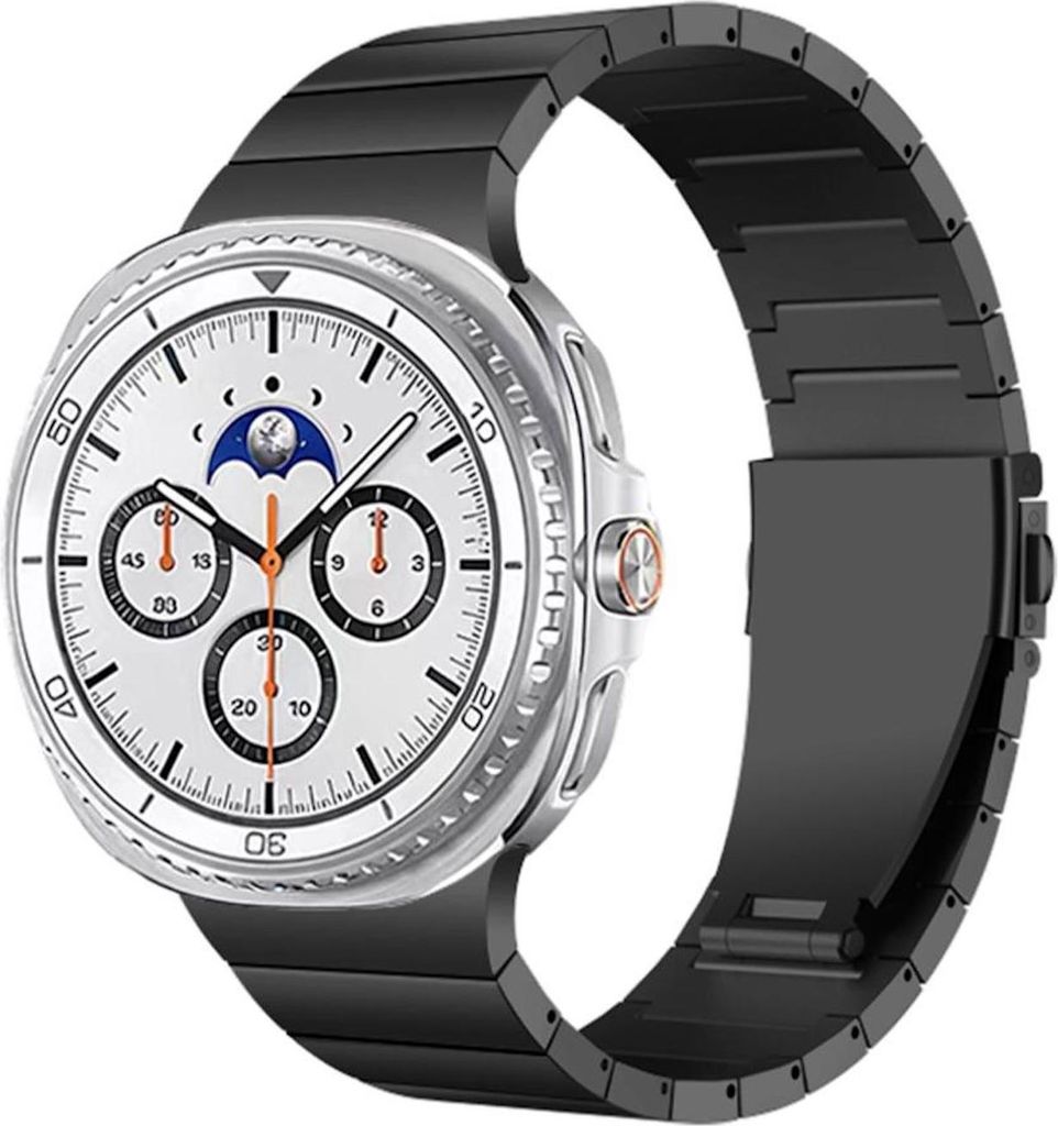 Für Samsung Galaxy Watch 8 / 8 Classic Edelstahl One Bead Design Armband Schwarz