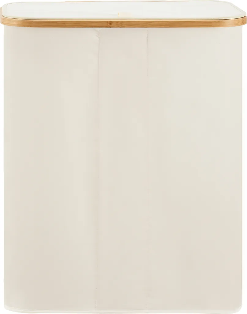 Grand coffre à linge beige Rusko 140L pour organisation buanderie chic - 4