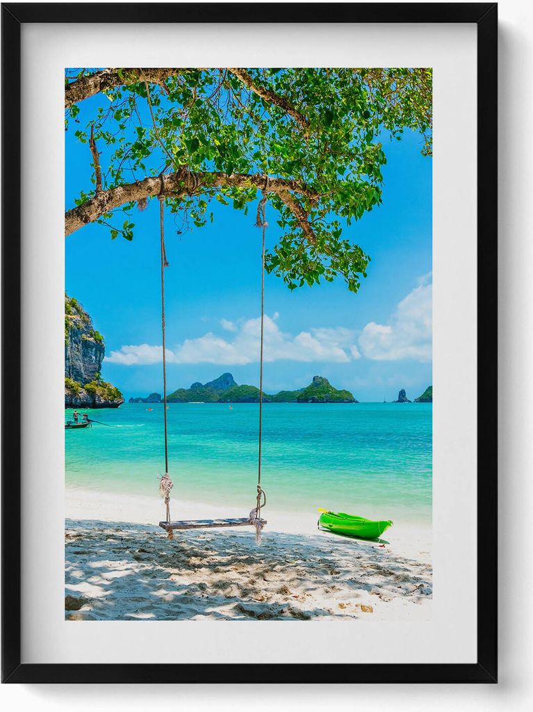 Sonnige Insel in Thailand– Wandbild mit Rahmen – Gerahmtes Bild – Wanddekoration – 50x70 cm – Schwarz Rahmen