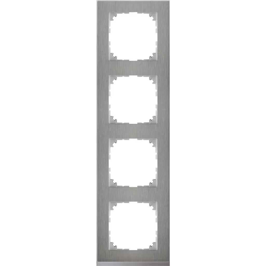 Cadre 4 postes Merten MEG4040-3646 en Acier Inoxydable et Aluminium