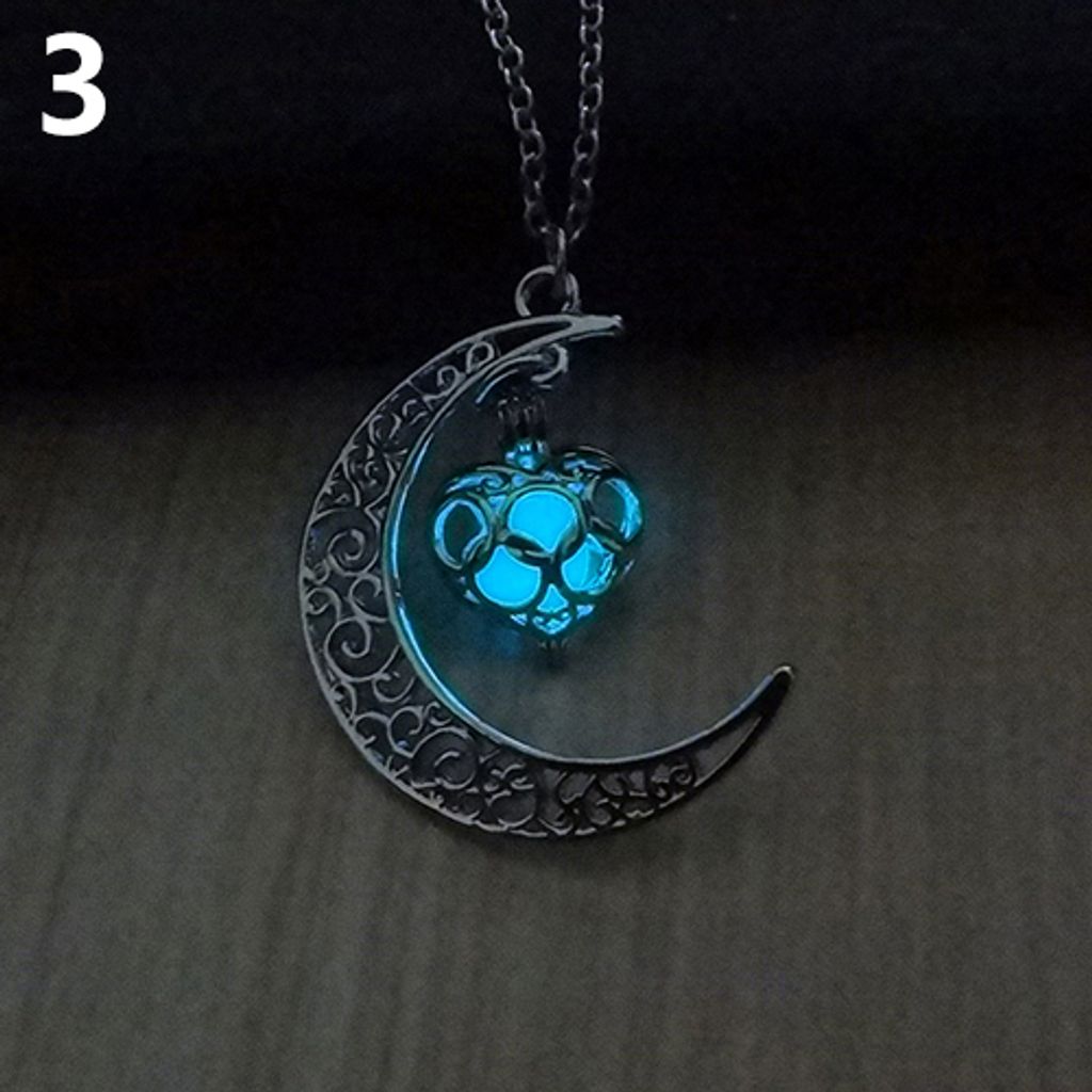 Mond leuchtender Türkis Anhänger Charm Schmuck Kette Produktbild 