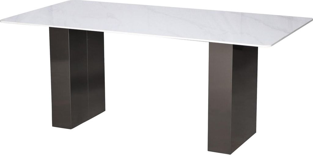 FURNLUX Esstisch Modig Marmor Weiss Und Graphit 200cm / Hauptfarbe: Weiß / Abmessungen: 200 x 75 x 100 cm