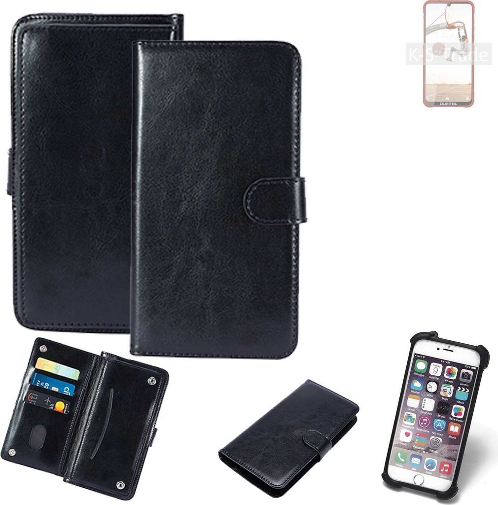 K-S-Trade 360° Hülle kompatibel mit Oukitel Y1000 schwarz Kunstleder Case BookCase WalletCase Kunstlederederhülle Handyhülle, Rundumschutz Bumper