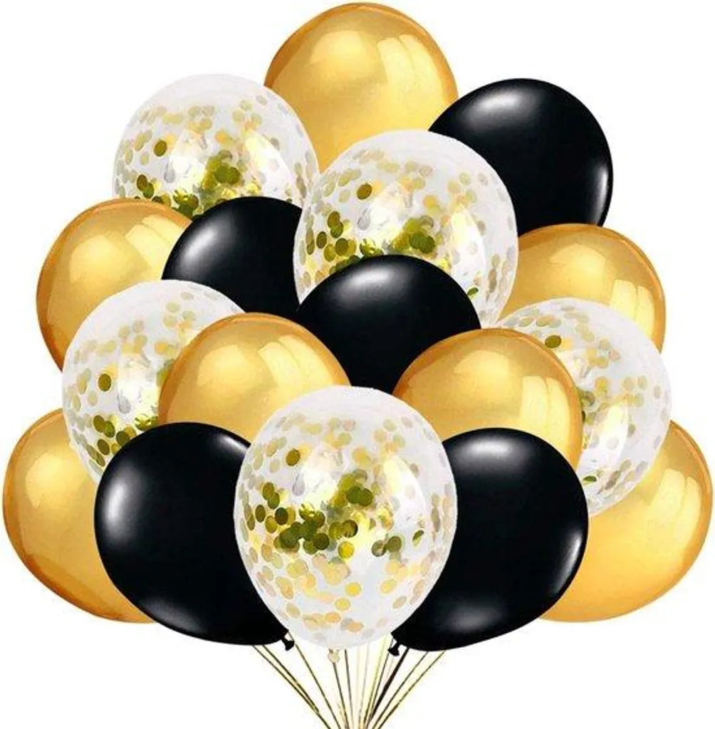 Ballons de fête en latex dorés et noirs pour Nouvel An - Lot de 50 pièces