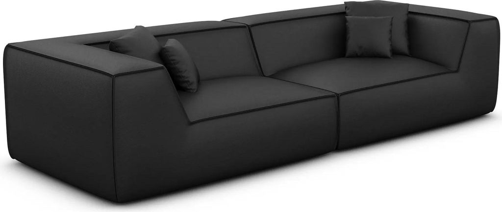 Kunstleder 4-Sitzer Couch Liberia Schwarz