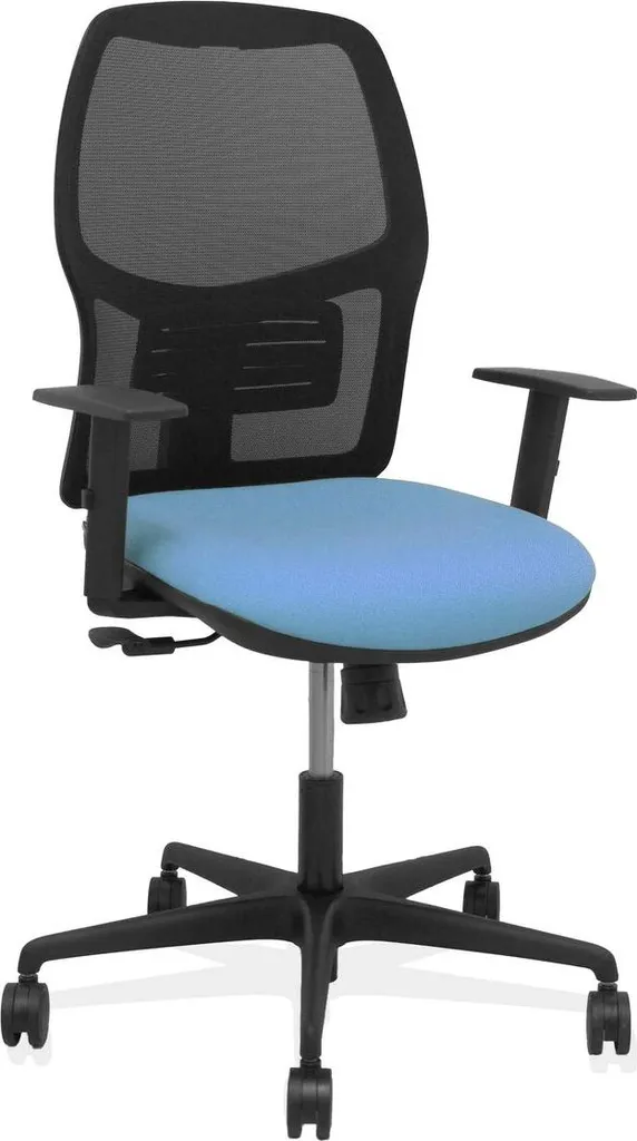 Chaise Alfera Sincro Noir et Maille Bali Bleu Ciel Accoudoirs Réglables