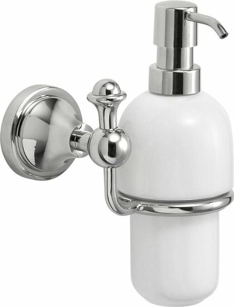 NEVIS Wiszący dozownik mydła, ceramiczny, chromowany Zdjęcie produktu 