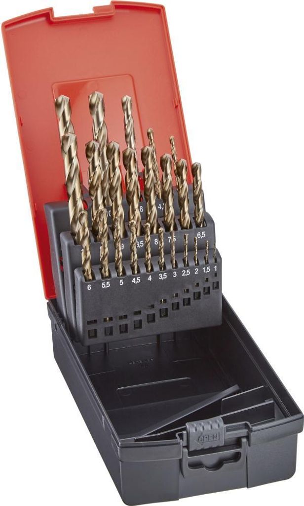 FORMAT Kurzbohrer-Satz DIN1897 HSSE 1-10 0.5, dreikant, 19-tlg., GoldOxid